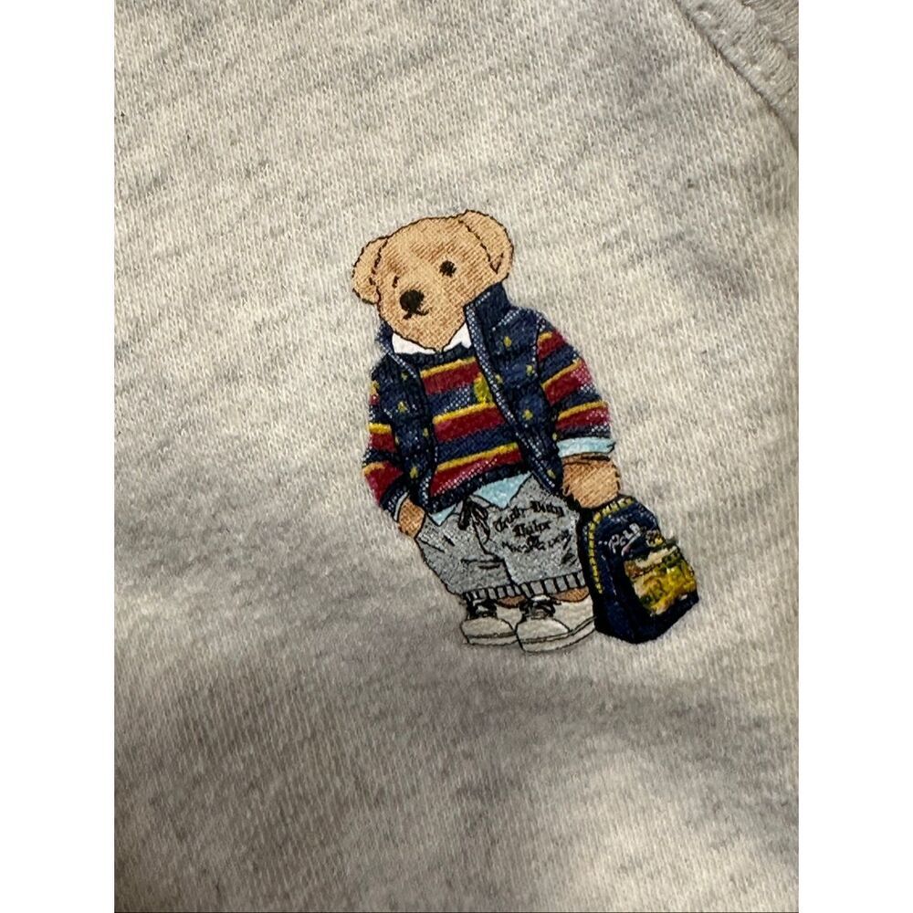 Ralph Lauren Baby Polo Bear Fleece Jogger Sweatpants Gray 9M Pull On Unisex - Picture 2 of 4